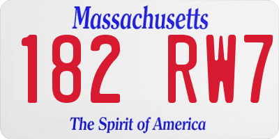 MA license plate 182RW7