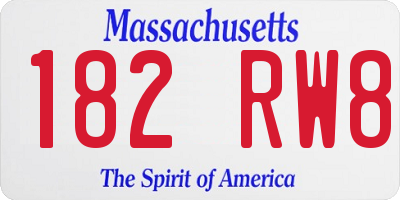 MA license plate 182RW8