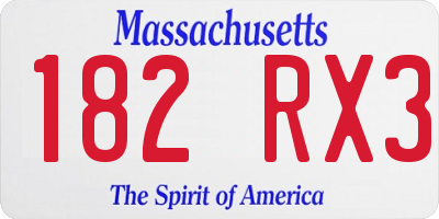 MA license plate 182RX3