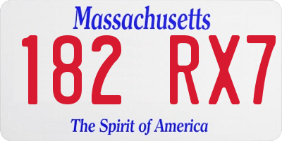 MA license plate 182RX7