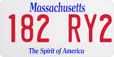 MA license plate 182RY2