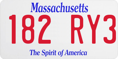 MA license plate 182RY3
