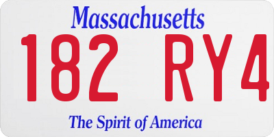 MA license plate 182RY4