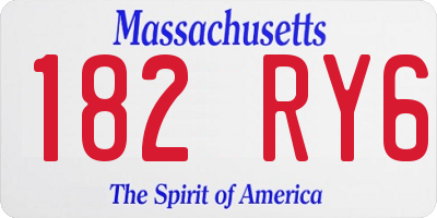 MA license plate 182RY6