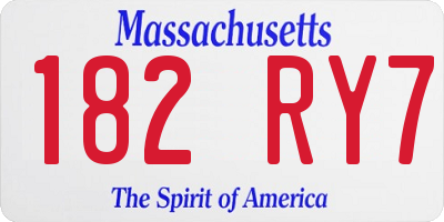 MA license plate 182RY7