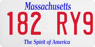 MA license plate 182RY9