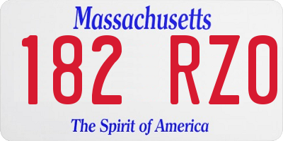 MA license plate 182RZ0