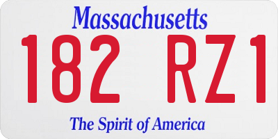 MA license plate 182RZ1