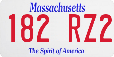 MA license plate 182RZ2