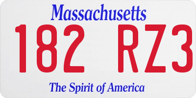 MA license plate 182RZ3