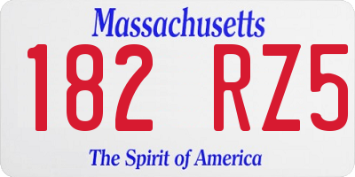 MA license plate 182RZ5