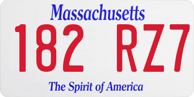 MA license plate 182RZ7