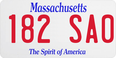 MA license plate 182SA0