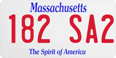MA license plate 182SA2