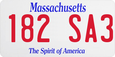 MA license plate 182SA3