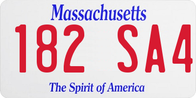 MA license plate 182SA4
