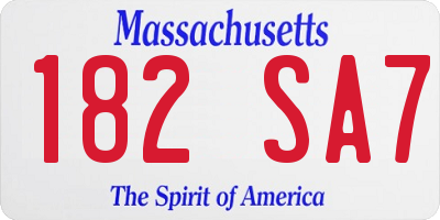 MA license plate 182SA7