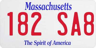 MA license plate 182SA8