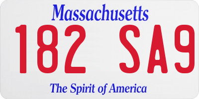 MA license plate 182SA9