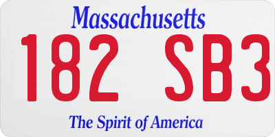 MA license plate 182SB3