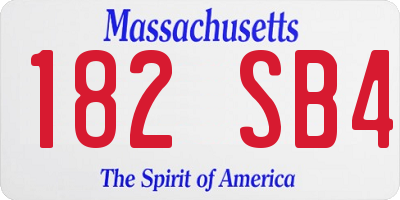 MA license plate 182SB4