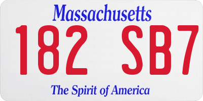 MA license plate 182SB7