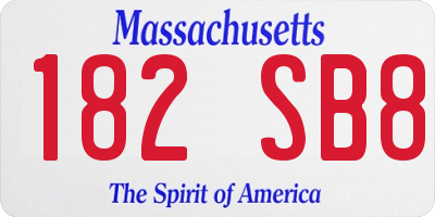 MA license plate 182SB8