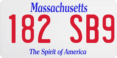 MA license plate 182SB9