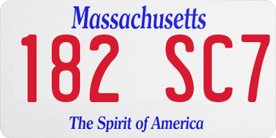 MA license plate 182SC7