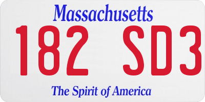 MA license plate 182SD3