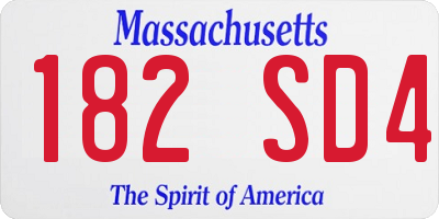 MA license plate 182SD4