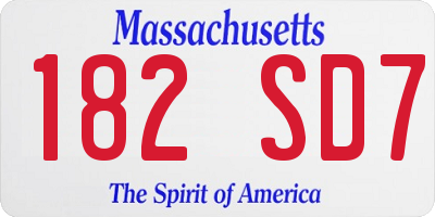 MA license plate 182SD7