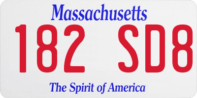 MA license plate 182SD8