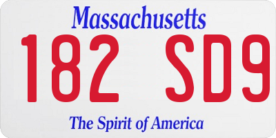 MA license plate 182SD9
