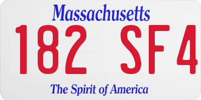 MA license plate 182SF4