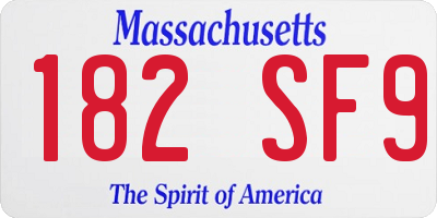 MA license plate 182SF9
