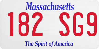 MA license plate 182SG9