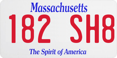MA license plate 182SH8