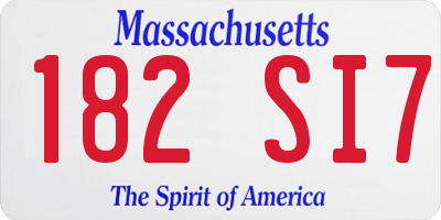MA license plate 182SI7