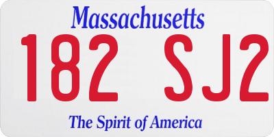 MA license plate 182SJ2