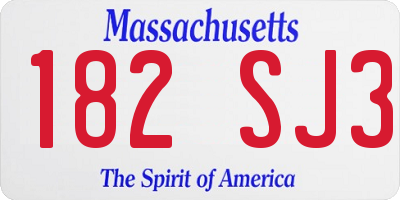 MA license plate 182SJ3