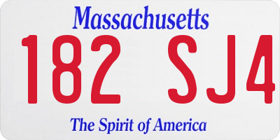 MA license plate 182SJ4