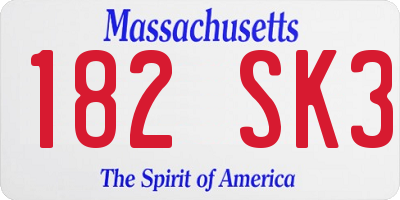 MA license plate 182SK3