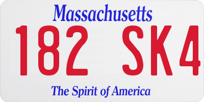 MA license plate 182SK4