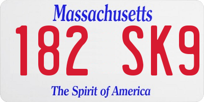MA license plate 182SK9