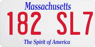 MA license plate 182SL7