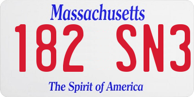 MA license plate 182SN3