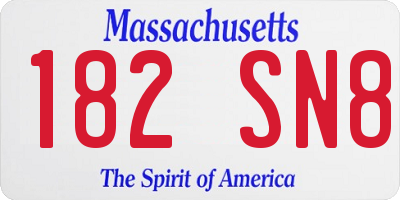 MA license plate 182SN8