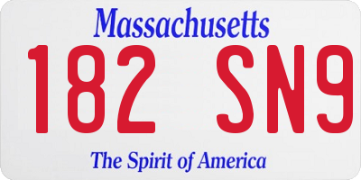 MA license plate 182SN9