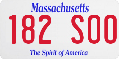 MA license plate 182SO0